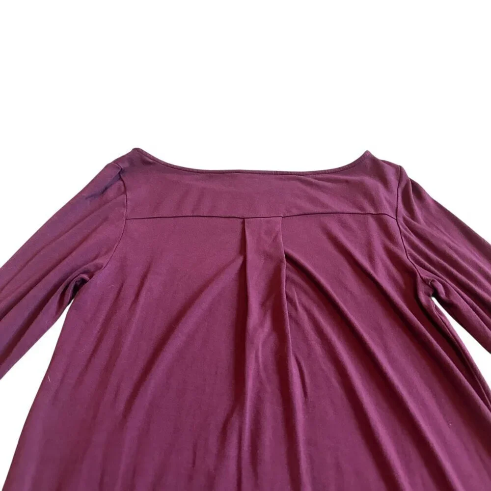 Peruvian Connection Purple Jersey Knit Dress Long Sleeve Flowy Size XS Women's